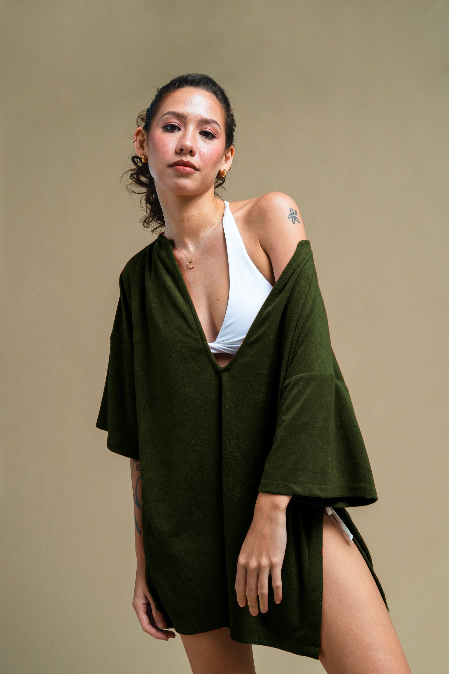 Forest Green Terry Poncho