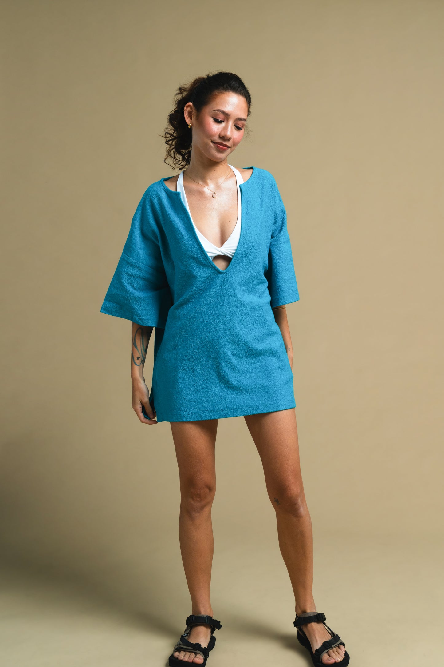 Tropical Turquoise Terry Poncho