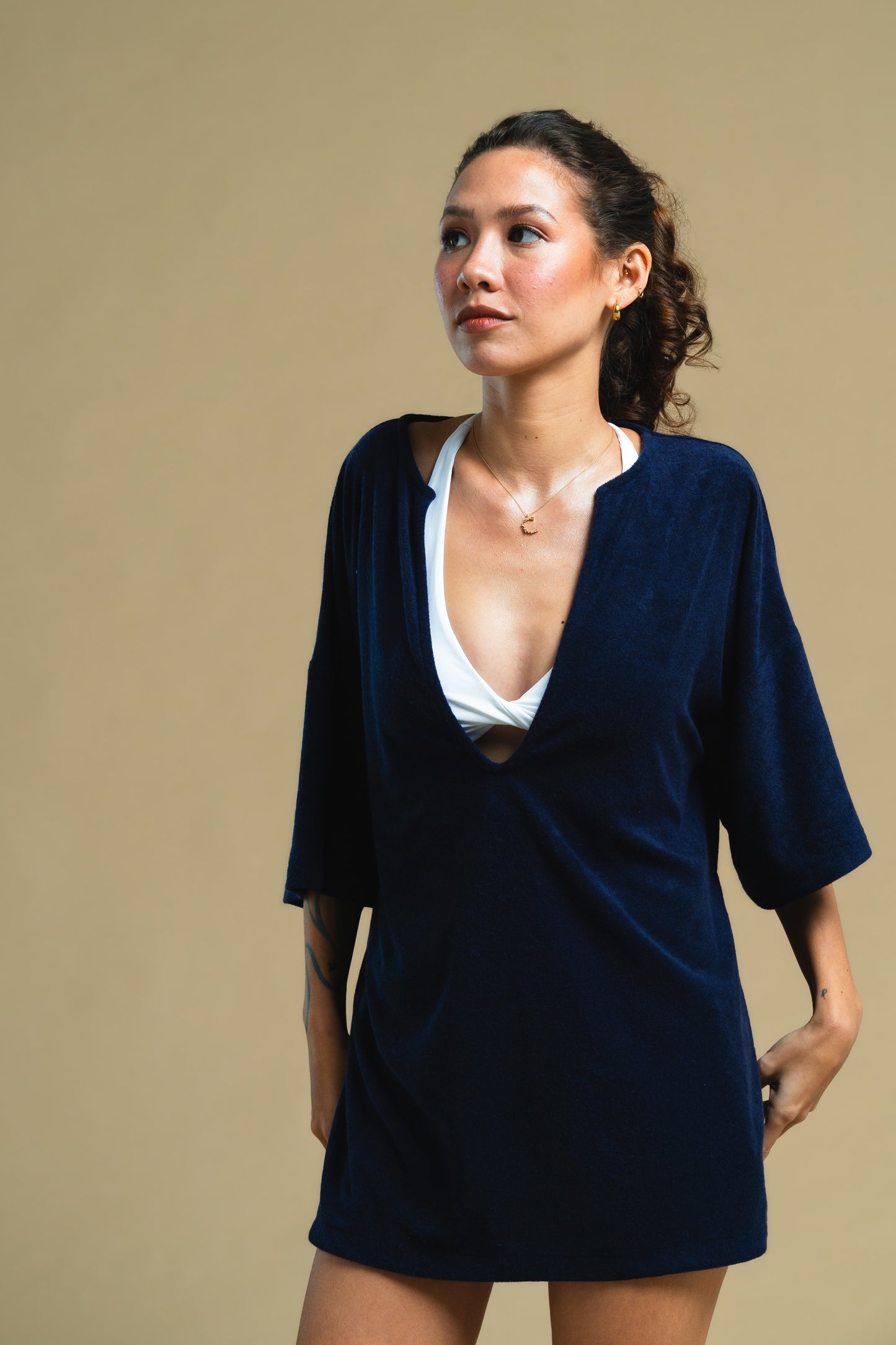 Midnight Blue Terry Poncho