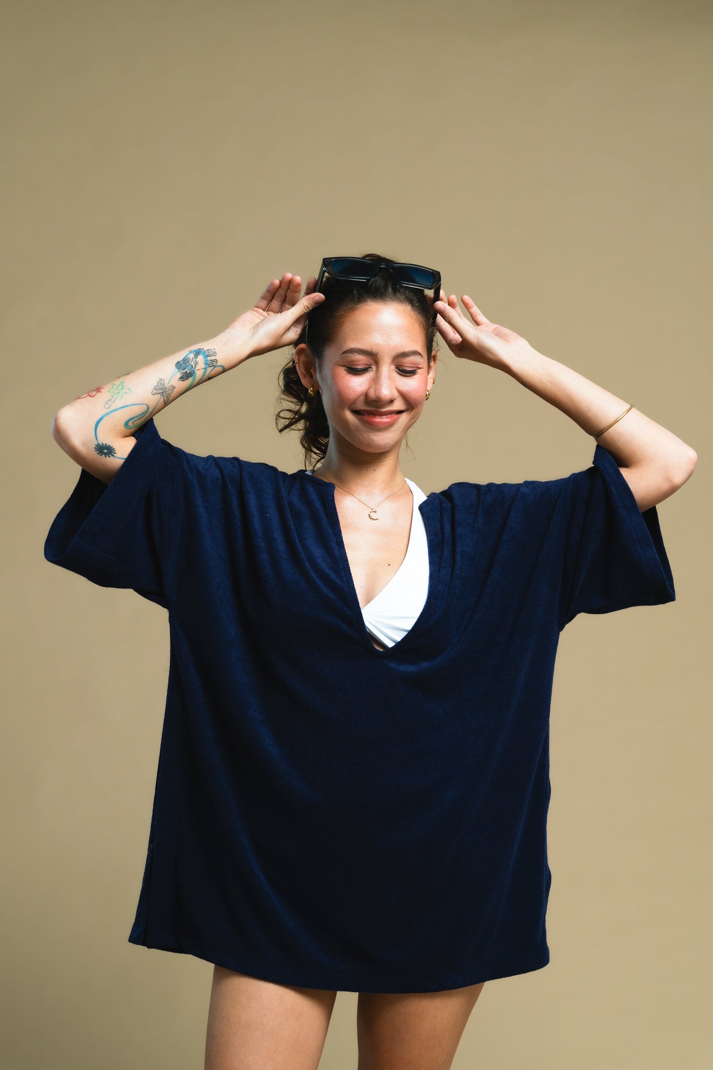 Midnight Blue Terry Poncho