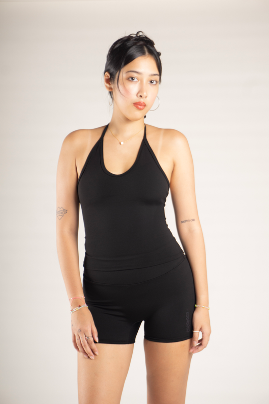 Black Halter Tie Tank